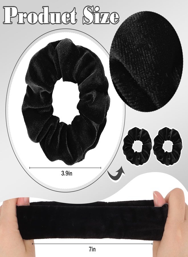 YISSION 2 Pcs Black Velvet Hair Scrunchies for Women Girls Thick Hair Ties Fashion Hair Bands Ponytail Holders Black Hair Accessories for Women Girls - Image 2